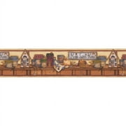Brewster Kansas Maroon Country Border Prepasted Non Woven Wallpaper, 6-in by 15-ft, 7.5 sq. ft.